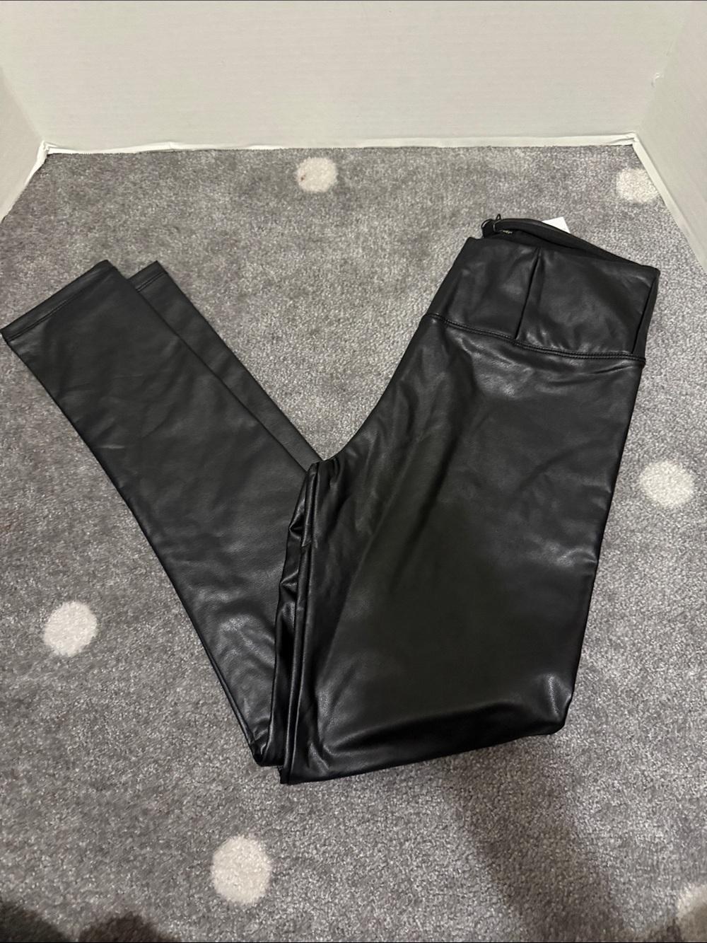 Shinestar Black Faux Leather Leggings NWT